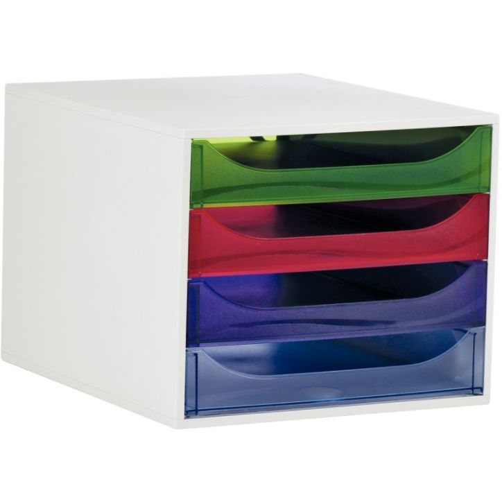 Module 4 tiroirs ecobox gris/arlequin 228699D EXACOMPTA