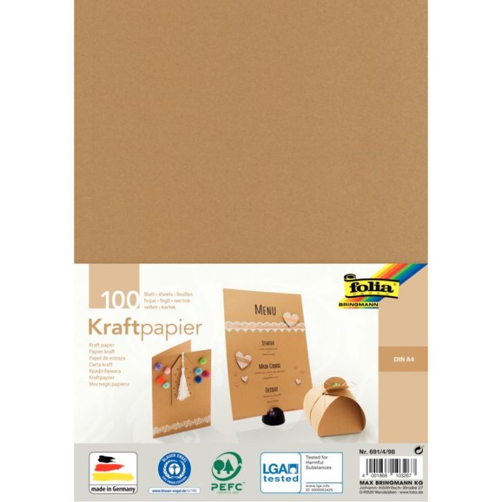 Paquet de 100 feuilles kraft 120 grammes A4 691/4/98