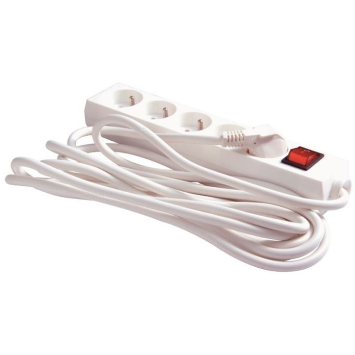 Bloc de 5 prises 1,5 mètre blanc GAE000362