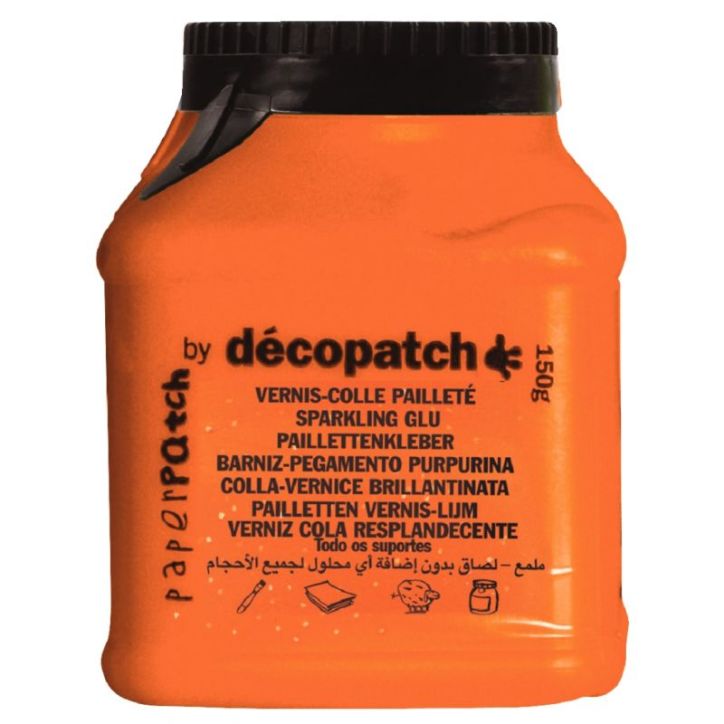 Pot de 150 grammes de vernis-colle pailleté PP150PAIL O DECOPATCH