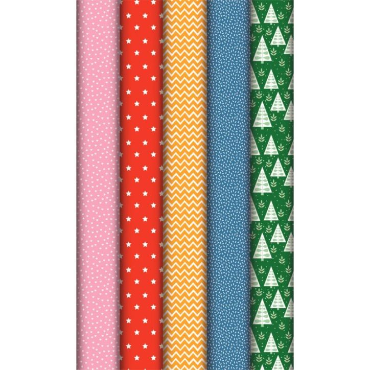 Boîte de 10 rouleaux de papier cadeau motifs assortis 2 x 0,70 m 211598SCOC