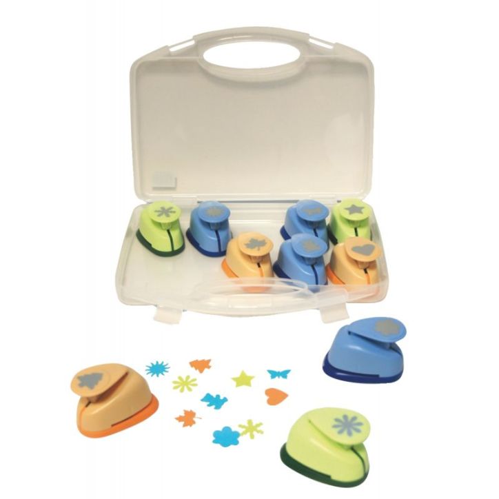 Valisette de 9 perforateurs déco fantaisie grand modèle + 1 offert APE800993