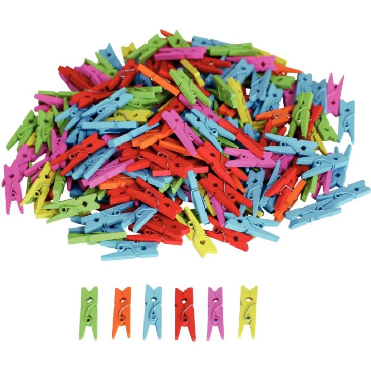 Lot de 450 mini pinces a linge, coloris assortis 2019