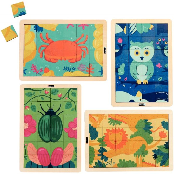 Lot de 4 puzzles magiques, les animaux 387282 NATHAN