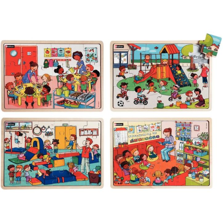 Lot de 4 puzzles Ensemble a l'école NATHAN 387146 NATHAN