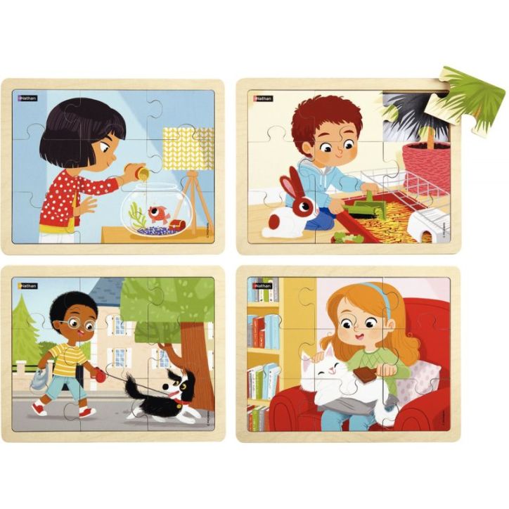 Lot de 4 puzzles, prendre soin 387201 NATHAN