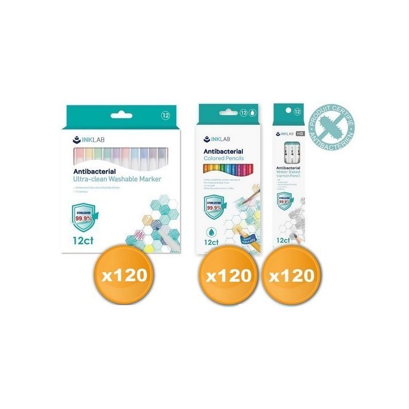 Pack scolaire remisé 360 étuis de coloriage et dessin antibactériens