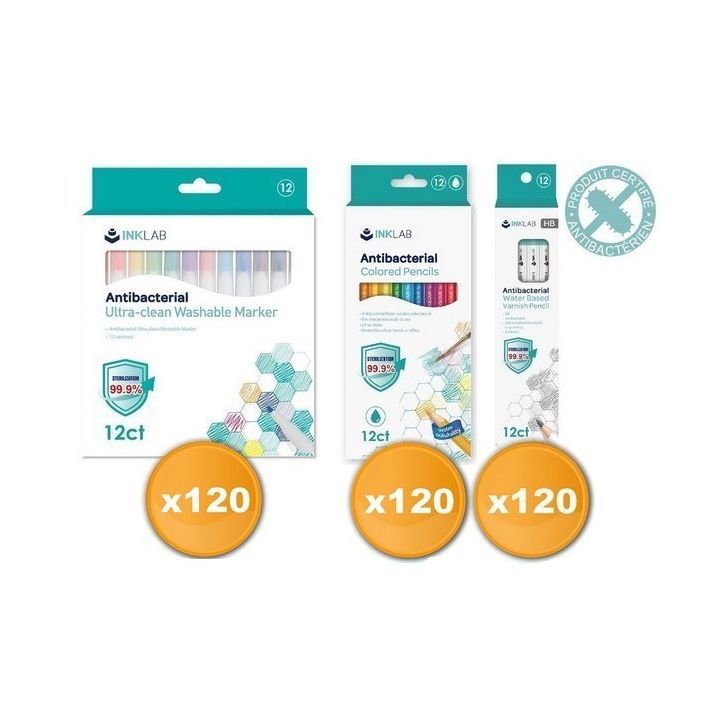 Pack scolaire remisé 360 étuis de coloriage et dessin antibactériens