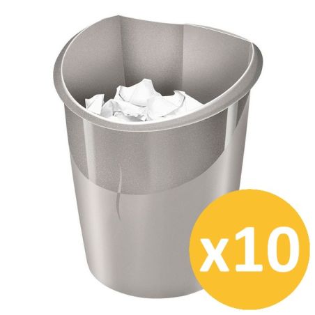 Pack de 10 corbeilles papier Ellypse 16l taupe 320 CEP