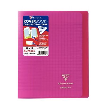 Achetez Piqûre 96 pages 17x22 cm KOVERBOOK, seyès 90g, couverture en polypropylène, rose 951408C ..