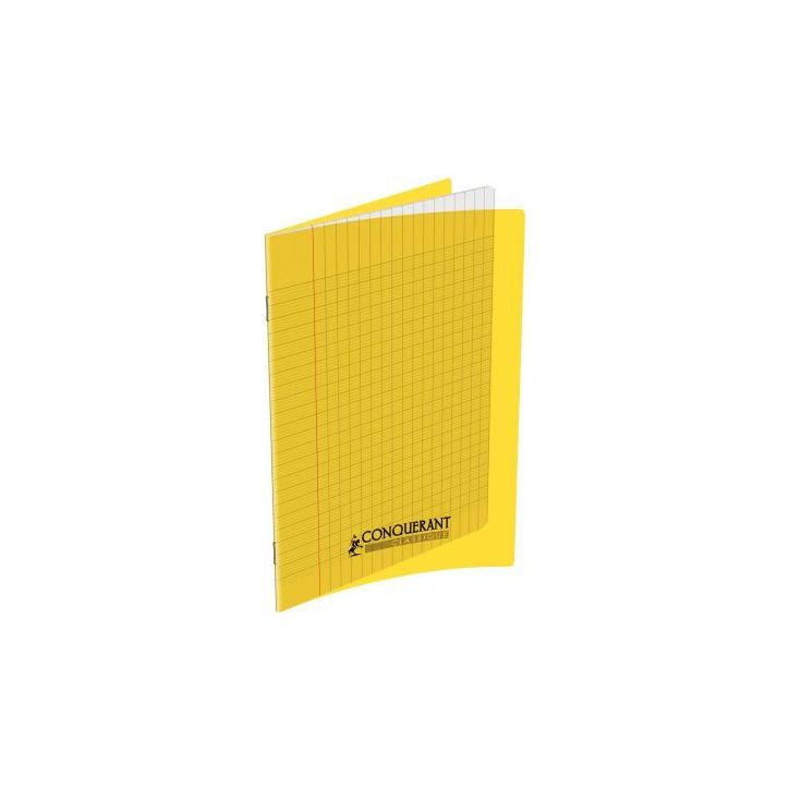 CONQUERANT C9 Cahier piqûre 17x22cm 32 pages 90g grands carreaux Séyès. Couverture polypropylène Jaune