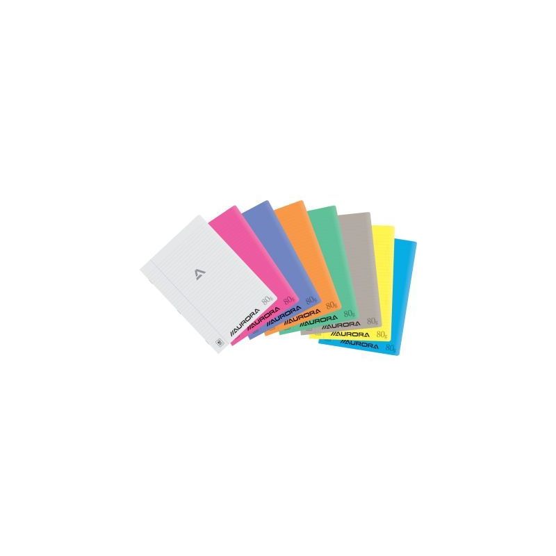 Achetez Cahier piqué AURORA 72 pages 80g, format A4 ligné 8mm, couverture PP coloris assortis 36PP.. Achetez Cahier piqué AURORA 72 pages 80g, format A4 ligné 8mm, couverture PP coloris assortis 36PP..