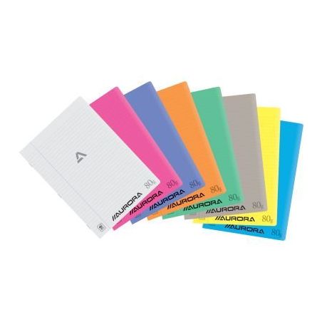 Achetez Cahier piqué AURORA 72 pages 80g, format A4 ligné 8mm, couverture PP coloris assortis 36PP..