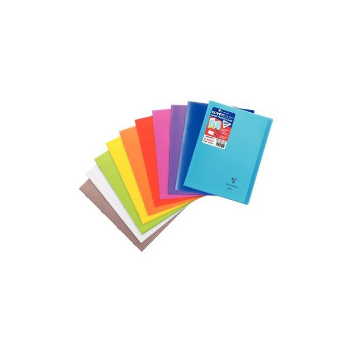 Piqûre 96 pages KOVERBOOK, format A4, seyès 90g, couverture polypropylène coloris assortis 971401C KOVERBOO(...)