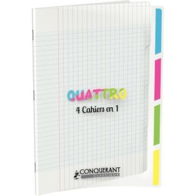 Achetez CONQUERANT C9 Cahier 4en1 agrafé 24x32cm 140 grands carreaux Séyès couverture polypro inc..