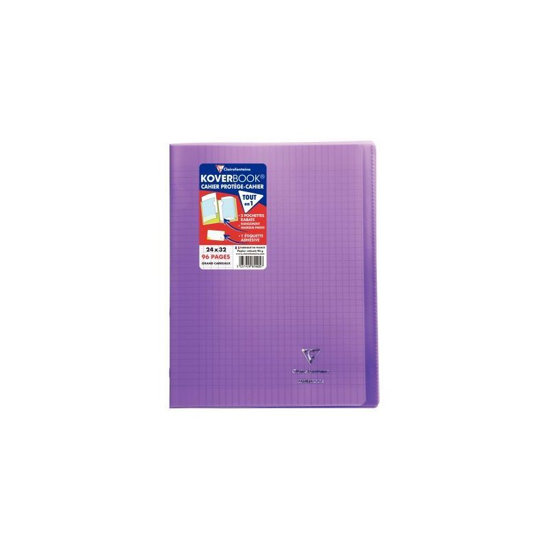 Achetez Piqûre 96 pages 24x32 cm KOVERBOOK, seyès 90g, couverture en polypropylène, violet 981405..