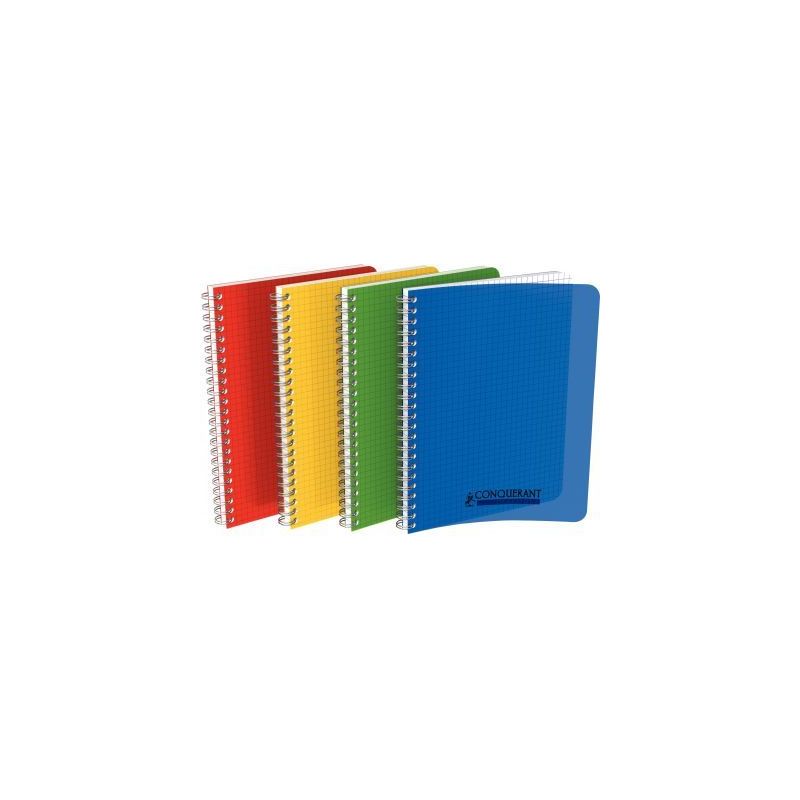 Achetez Cahier spirale 17x22cm 100 pages petits carreaux 5x5 90g. Couverture polypro assortie pas ch..