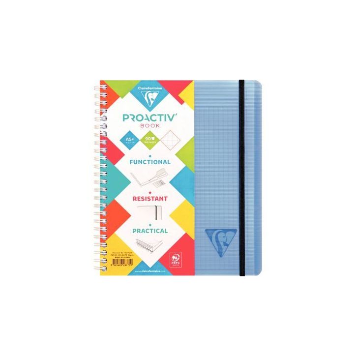 Cahier-trieur à  reliure intégrale PROACTIV'BOOK LINICOLOR, 180 pages, format A5+, quadrillé 5x5 328775C CLA