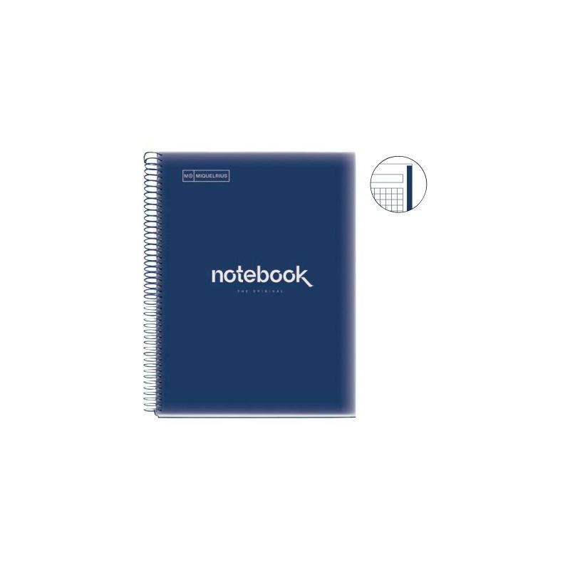 Achetez NOTEBOOK MIQUELRIUS format A4, 80 feuilles 90g, quadrillé 5x5, couverture PP marine MR46057..