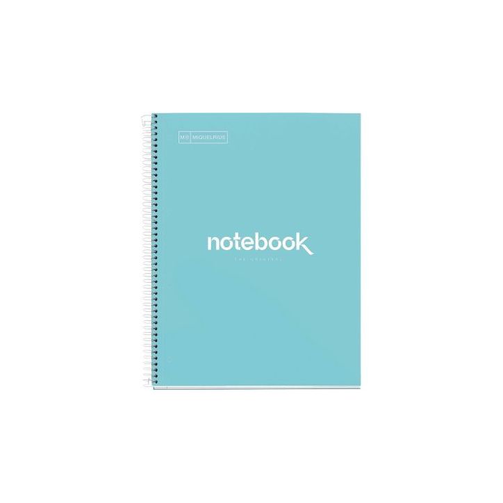 NOTEBOOK MIQUELRIUS format A4, 80 feuilles 90g, quadrillé 5x5, couverture carton rigide bleu ciel MR46047 MIQ(...)