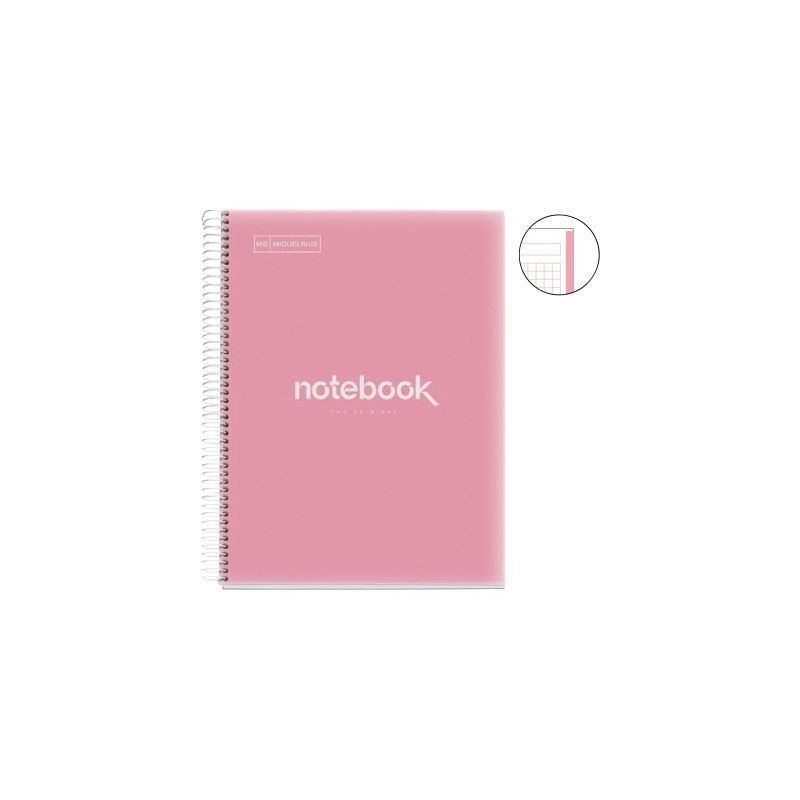 Achetez NOTEBOOK MIQUELRIUS format A4, 80 feuilles 90g, quadrillé 5x5, couverture PP rose MR46062 M..