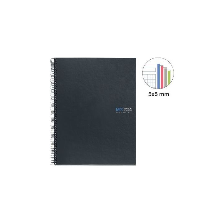 NOTEBOOK MIQUELRIUS format A4, 160 feuilles 70g, quadrillé 5x5, couverture carton rigide grafit MR2107 MIQUEL(...)