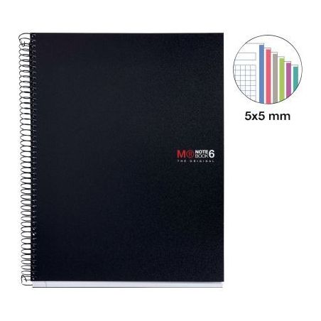 Achetez NOTEBOOK MIQUELRIUS format A4, 150 feuilles 70g, quadrillé 5x5, couverture PP noir MR2824 M..