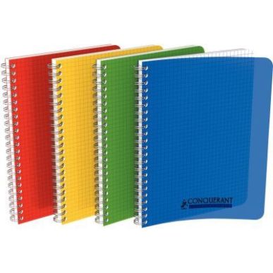 Achetez Cahier spirale 21x29,7cm 180 pages petits carreaux 5x5 90g. Couverture polypro assortie pas ..