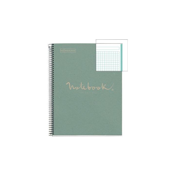NOTEBOOK MIQUELRIUS format A4, 80 feuilles 80g, quadrillé 5x5, couverture carton recyclé bleu MR6092 MIQUELR(...)