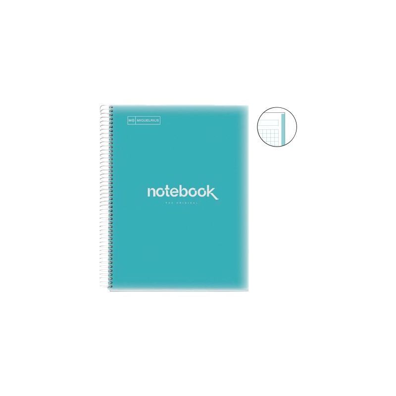Achetez NOTEBOOK MIQUELRIUS format A4, 80 feuilles 90g, quadrillé 5x5, couverture PP bleu ciel MR46..