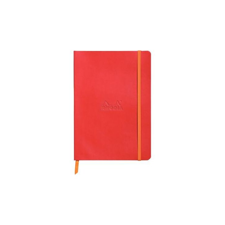 Carnet 160 pages RHODIARAMA format A5, dot (pointillés), couverture simili cuir, rouge coquelicot 117463C RHO(...)