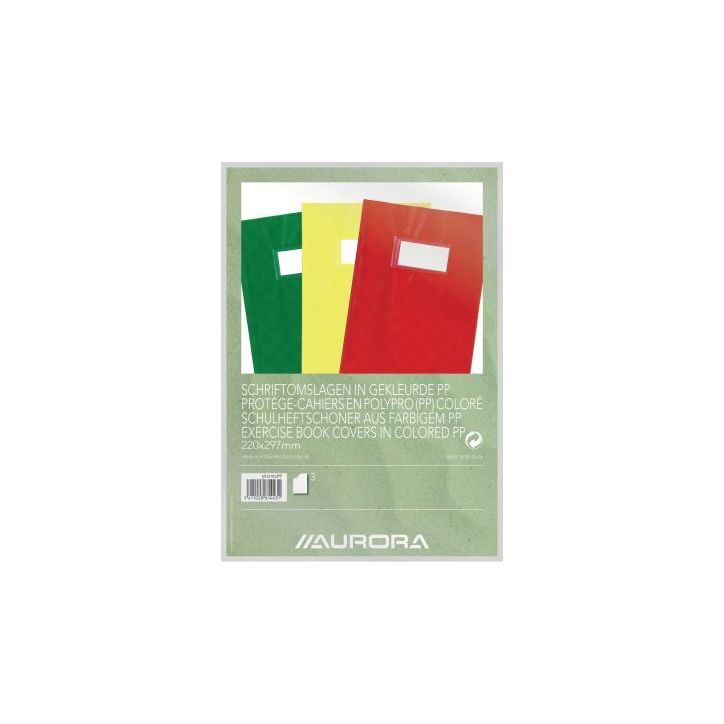 Paquet de 3 protège-cahiers PP opaque + étiquette, format A4, coloris assortis 3X12102PP AURORA
