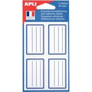 Achetez Blister de 20 étiquettes adhésives blanches format 56x36 mm 11277 APLI pas cher sur Ma Ren..