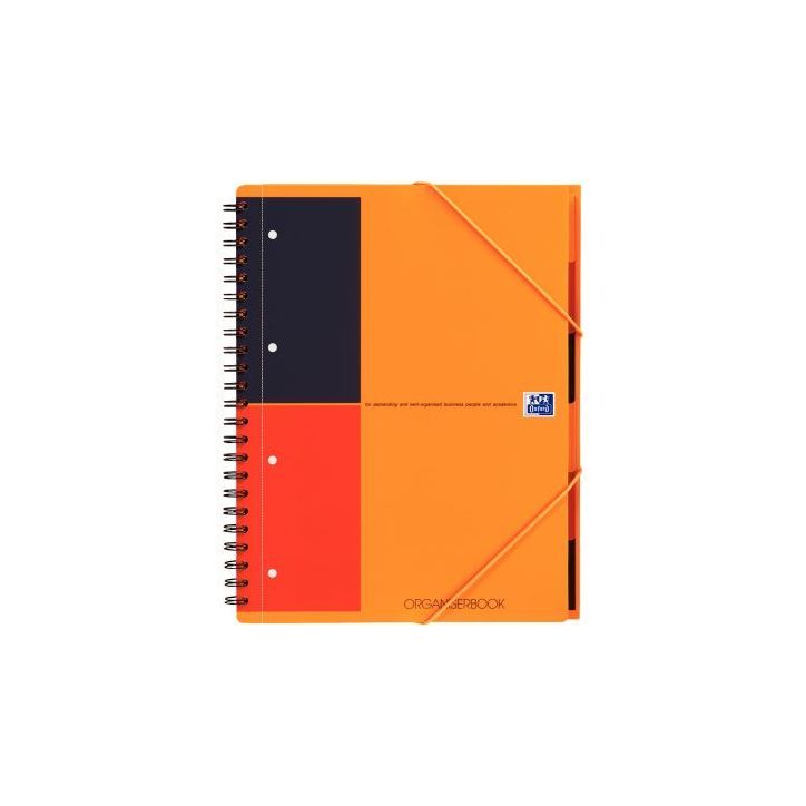 OXFORD Cahier ORGANISERBOOK spirales 160 pages perforées 80g ligné 6mm 21x31,8cm Couverture polypro orang