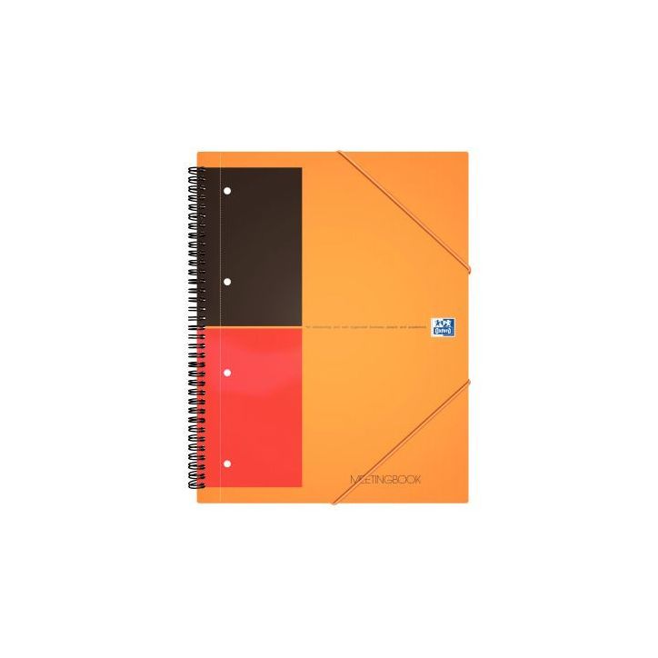 OXFORD Cahier MEETINGBOOK spirales 160 pages perforées 80g ligné 6mm 21x31,8cm Couverture polypro Orange