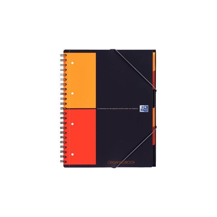 OXFORD Cahier ORGANISERBOOK spirales 160 pages perforées 80g 5x5 21x31,8cm Couverture polypro Gris