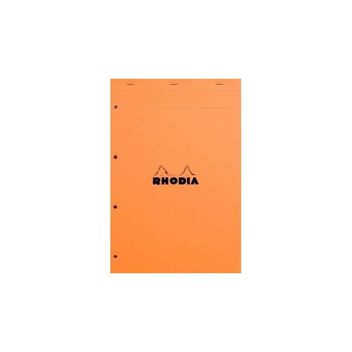 RHODIA Bloc de direction couverture Orange 80 feuilles détachables+perforées format A4+ réglure 5x5