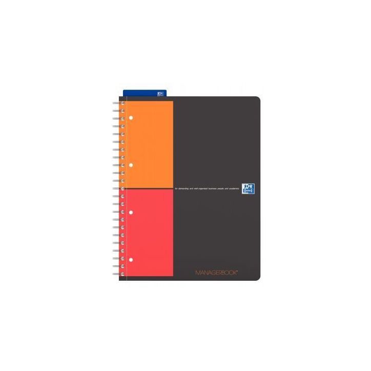 OXFORD Cahier MANAGERBOOK spirales 160 pages perforées 80g spécifique 21x31,8cm Couverture polypro