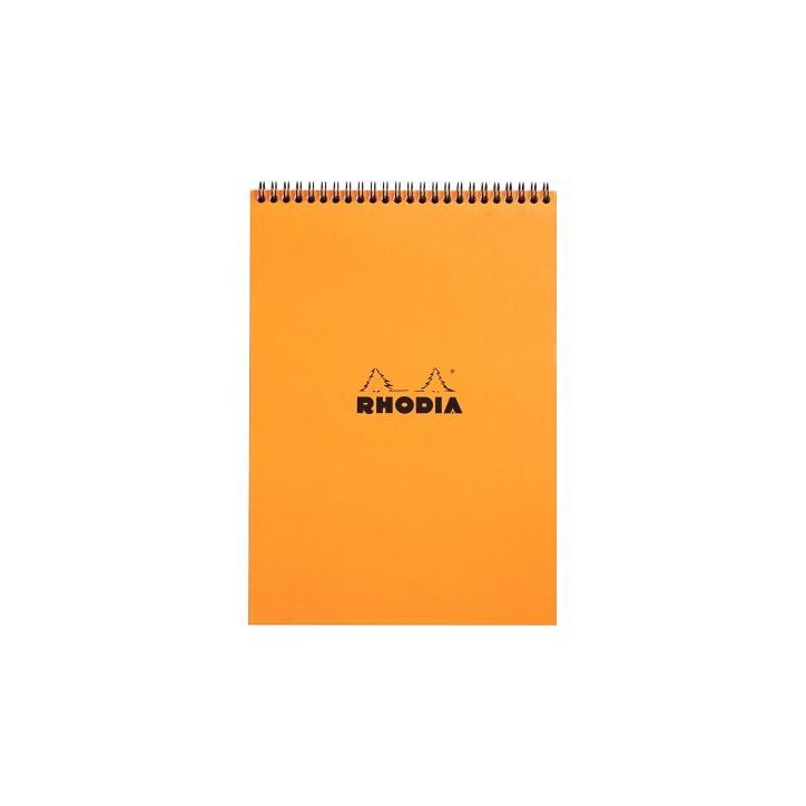 Bloc-notes à reliure intégrale RHODIA orange, format A4 (21 cm x 29,7 cm), 160 pages, quadrillé 5x5, papier(...)
