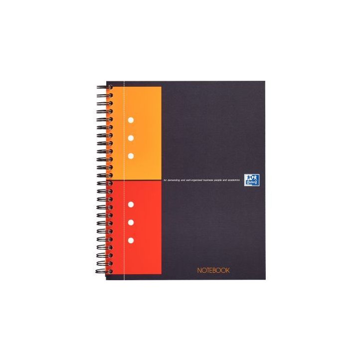 OXFORD Cahier NOTEBOOK spirale 17x21cm 160 pages perforées 80g 5x5 Couverture polypro Gris
