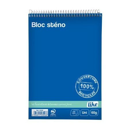 Achetez Bloc sténo à  spirale, 180 pages, format A5, papier blanc uni 60g 23026 pas cher sur Ma R..
