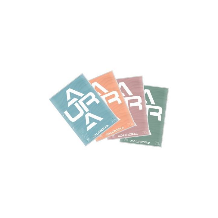 Bloc de cours 200 pages perforées format A4, quadrillé 4x8mm D102CDC AURORA