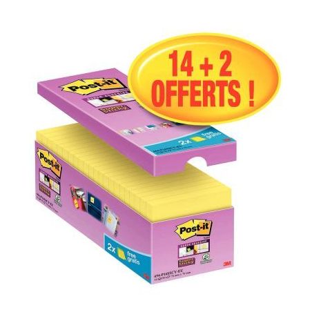 Achetez Boite 16 blocs notes 90 feuilles sticky 76x76 jaune dont 2 gratuits BP854 POST-IT 3M pas che..