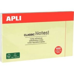 Achetez Bloc de 100 feuilles notes adhésif repositionnable, 125 x 75 mm, jaune 10976 APLI pas cher ..