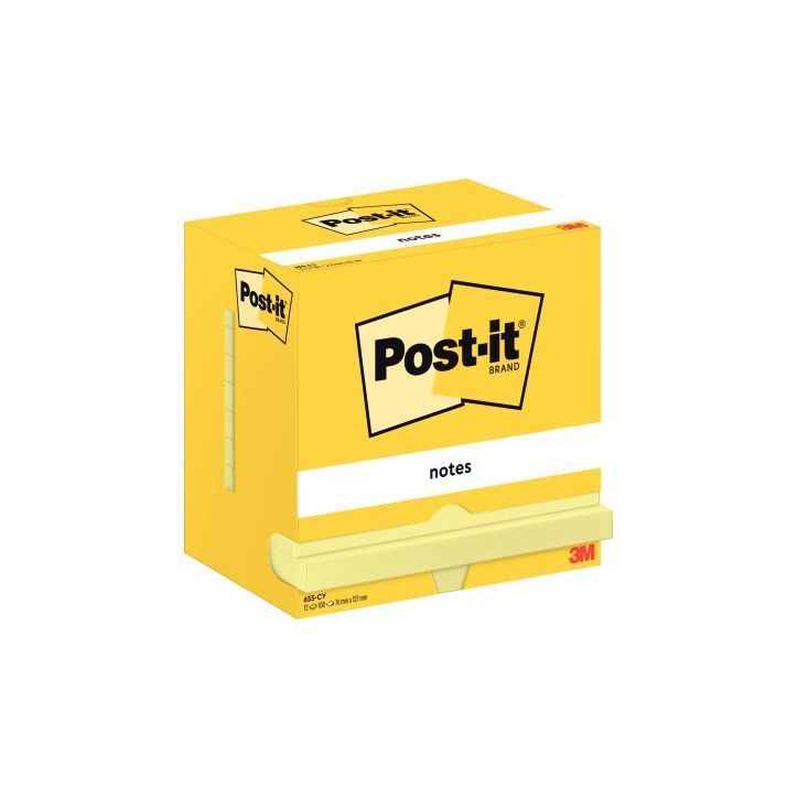 Lot de 12 blocs de 100 feuilles post-it notes jaune, 76 x 127 mm 23617 3M