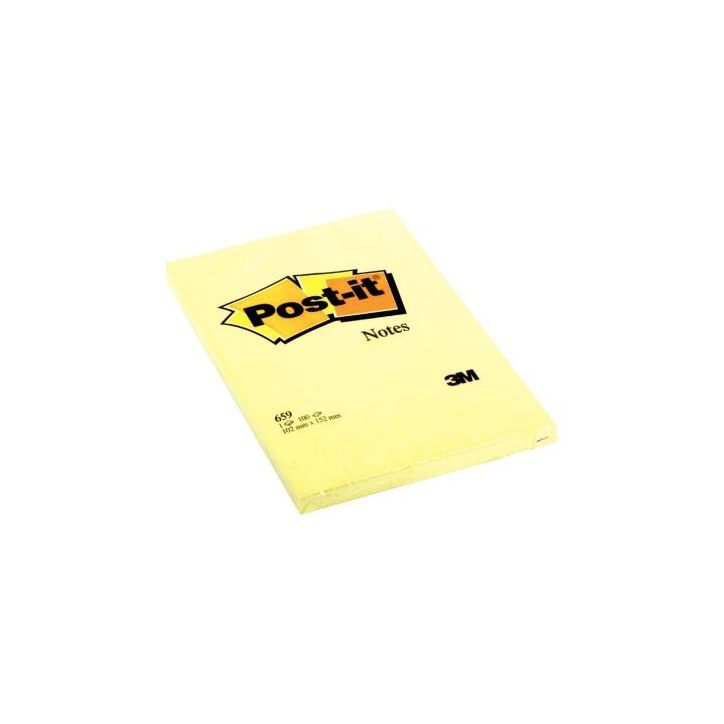 POST-IT Bloc repositionnable de 100 feuilles 102 x 152 mm Jaune uni