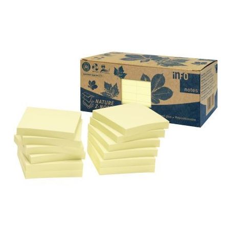 Achetez Paquet de 12 bloc de 100 feuilles Z-Note recyclées 75x75mm jaune 5644-11BOX pas cher sur Ma..