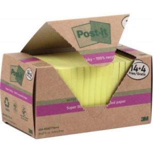 Achetez Tour de 18 blocs sticky recyclés 76x76mm coloris jaune dont 4 gratuits BP1318 POST-IT 3M pa..