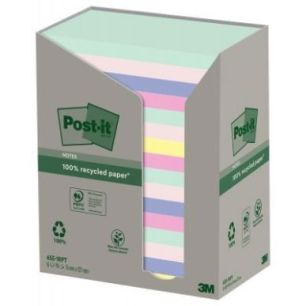 Achetez POST-IT® Notes Post-it Recyclées Nature. 76 x 127 mm. 16 blocs, 100 F. Ass : vert, rose, b..