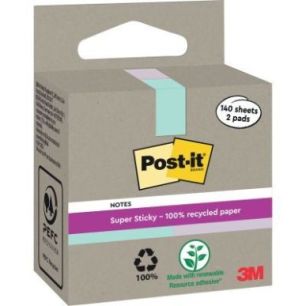 Achetez Boite de 2 blocs note recyclés de 140 feuilles Bleu et violet BP1514 POST-IT 3M pas cher su..